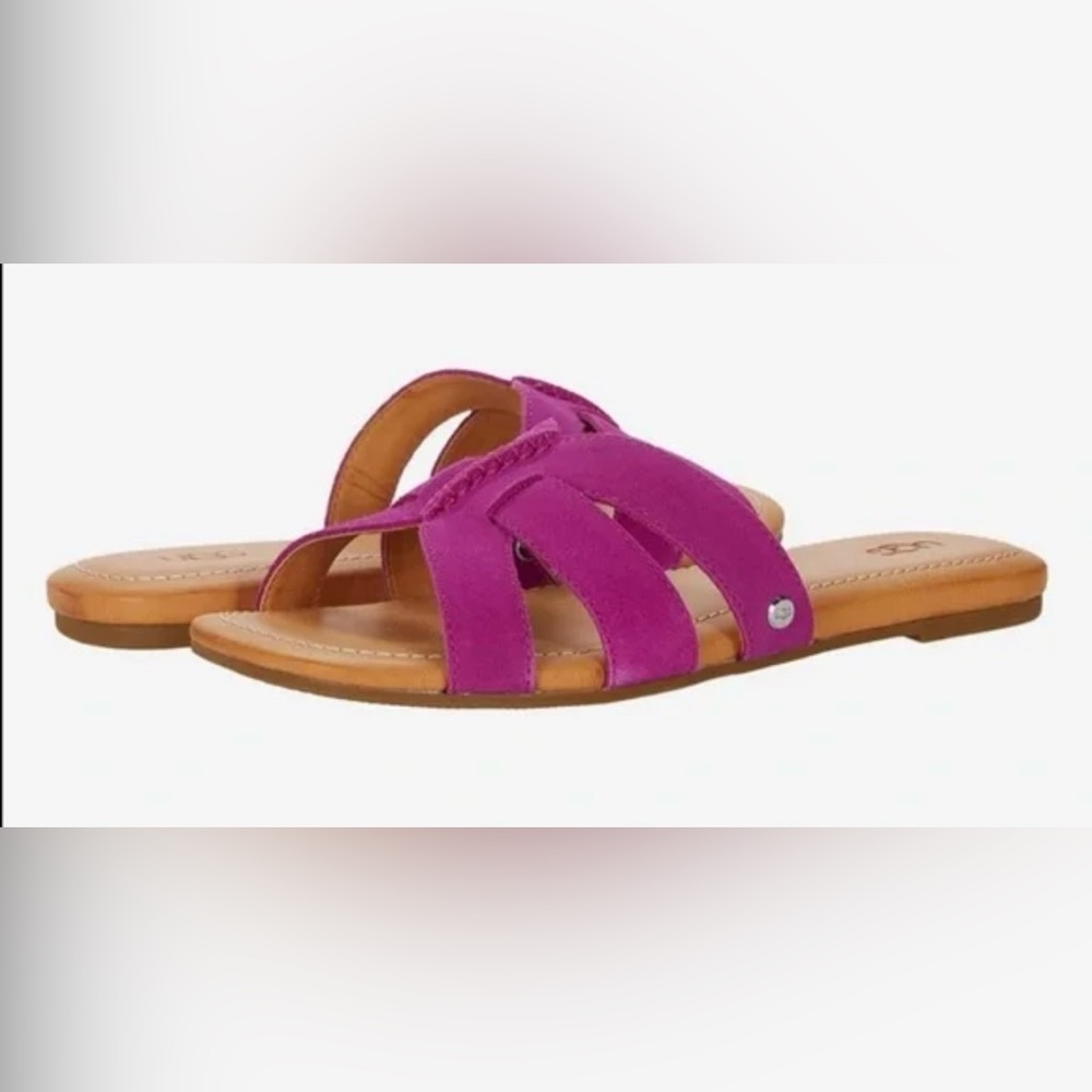 UGG Women’s Teague Slide Stylish Sandal Flat Dragonfruit Suede Fushsia 9 9.5